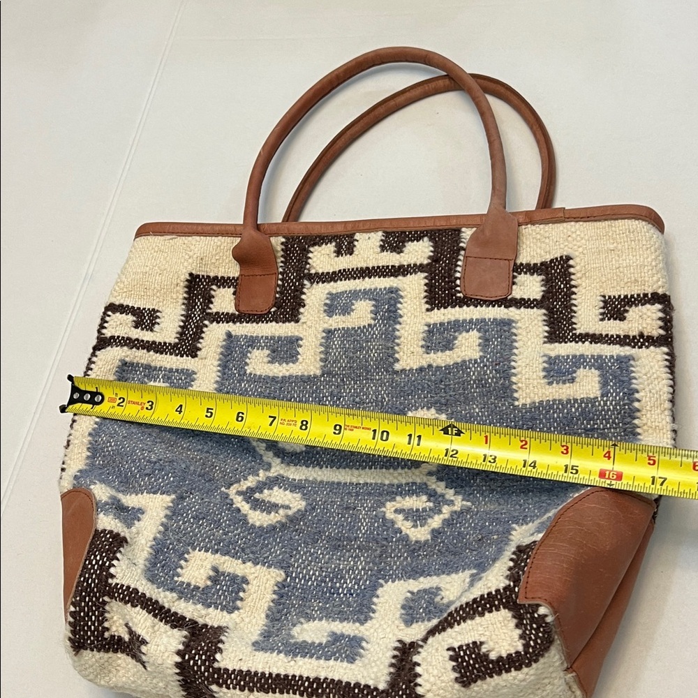 ANTHROPOLOGIE MO&CO. LEATHER & WOOL LARGE TOTE BAG - Picture 13 of 16